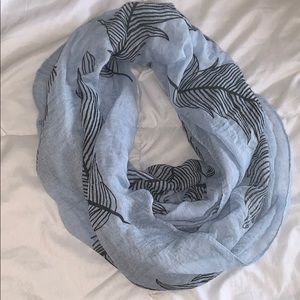 Light blue scarf with gray leaves